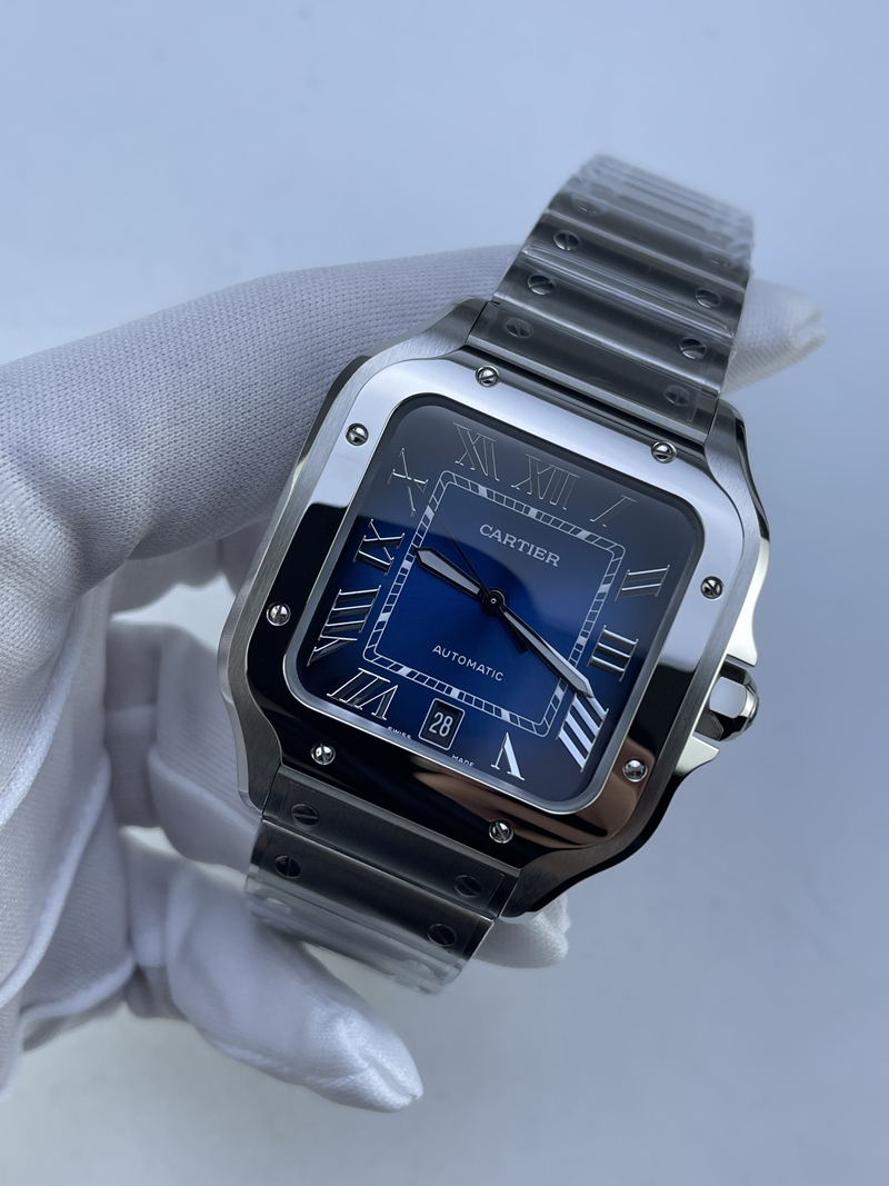 (준비완료/특급배송)NO.3835/BV공장 까르띠에 산토스 40MM 2018 스틸 블루다이얼 브슬