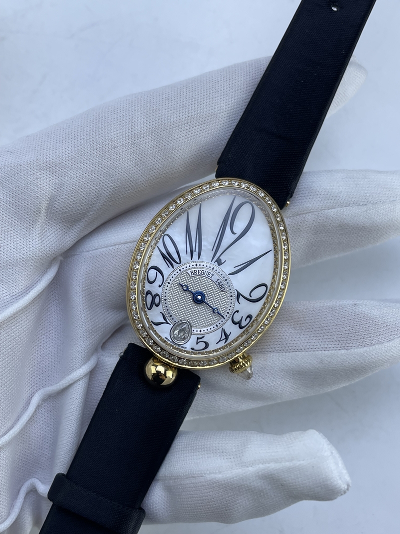 (준비완료/특급배송)NO.3852/ZF공장 Reine de Naples YG ZF 1:1 Best Edition White Arabic Dial Diamonds Bezel on Black Leather Strap A537
