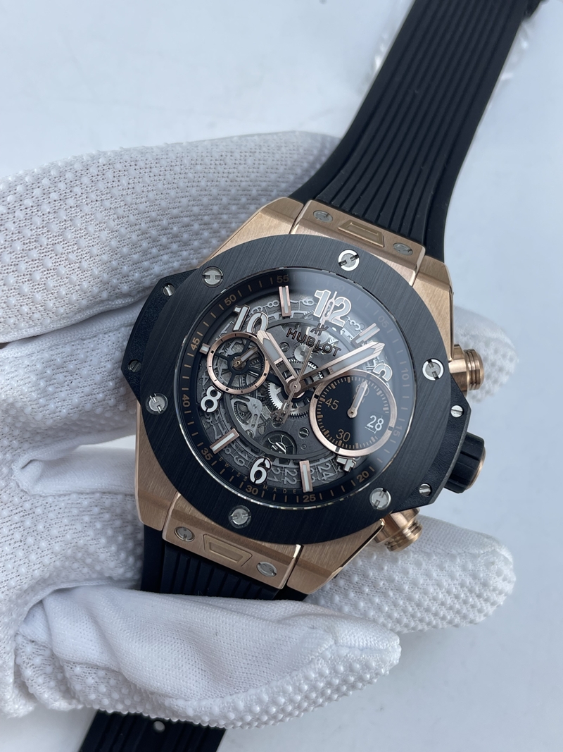(준비완료/특급배송)NO.4192/BBF공장 위블로 빅뱅 유니코 로즈골드 세라믹 스켈레톤다이얼 러버